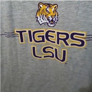 LSU Tigers Womens Graphic Tee size large grey purple yellow gold  90% cotton